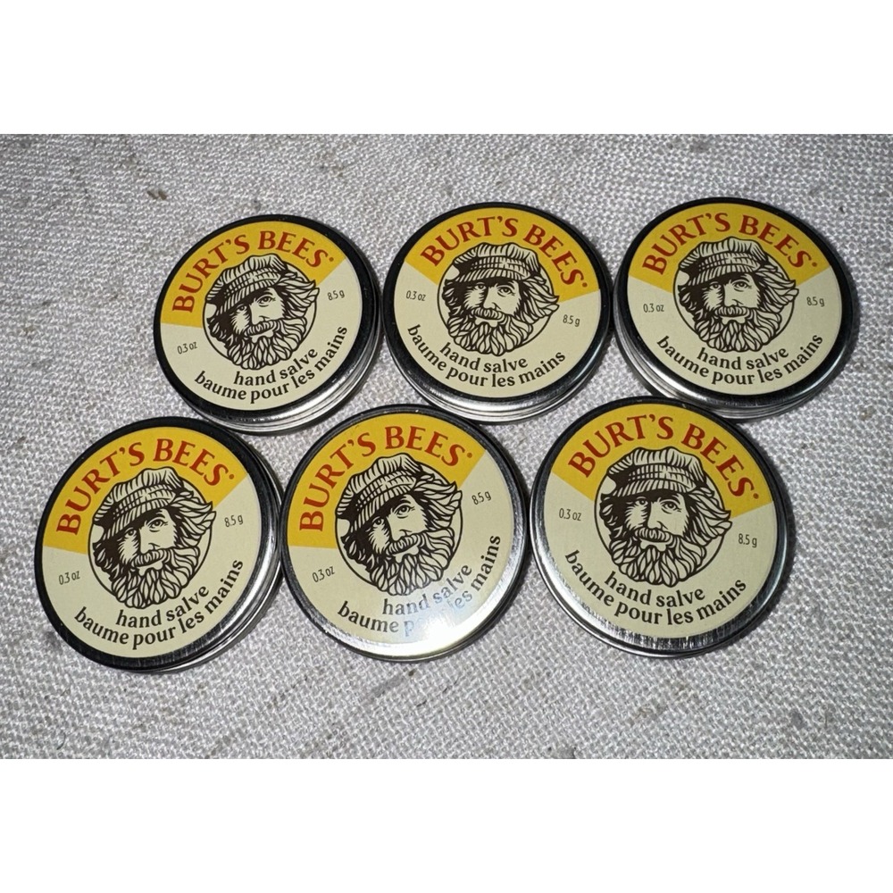 NEW Lot of‎ 6 Burt's Bees Hand Salve .30 oz 8.5g Travel Tin 100% Natural 2025